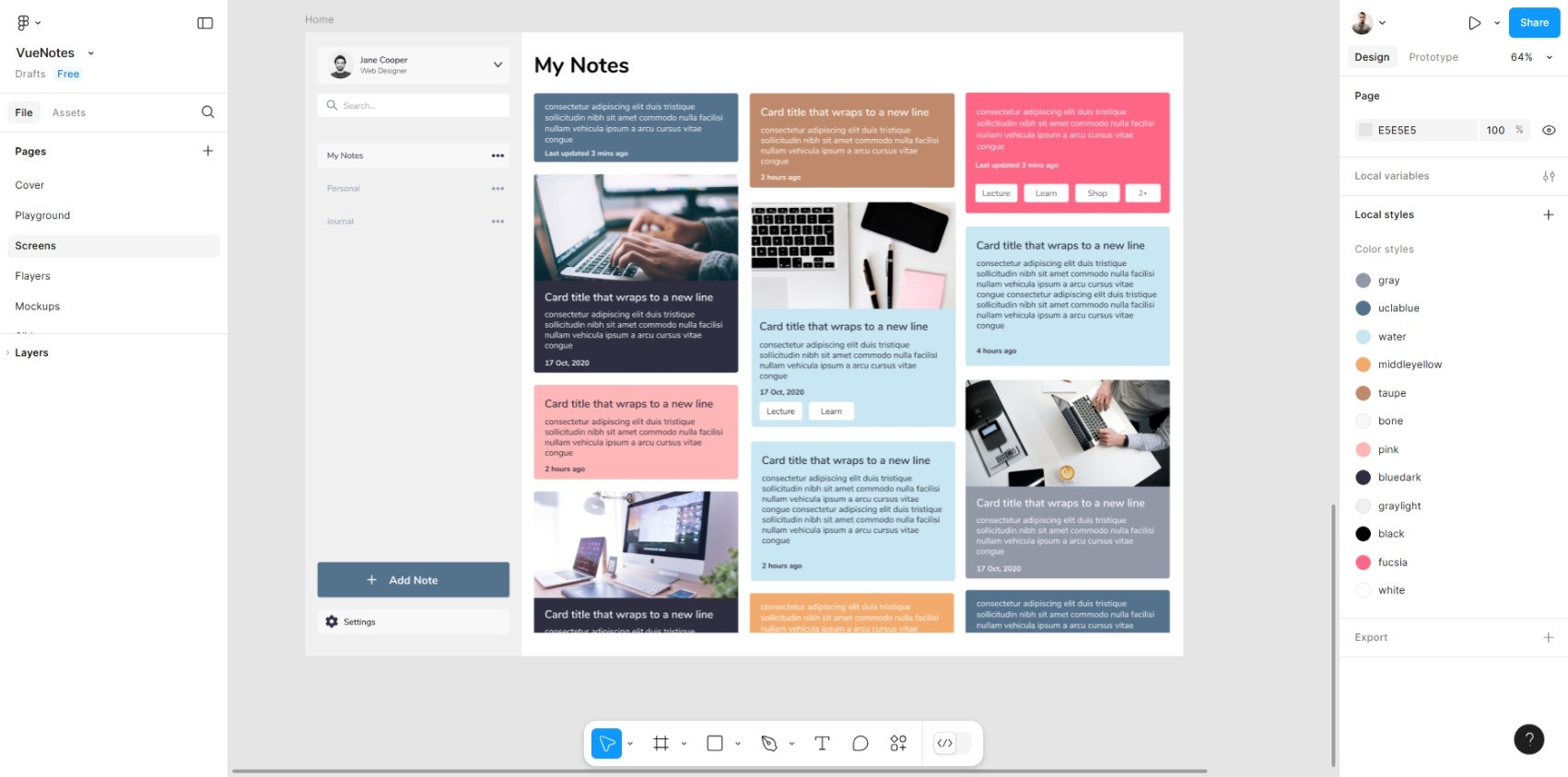 Figma Design of Note-Taking Web App